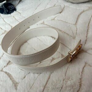 White Belt with Gold-Colored Buckle